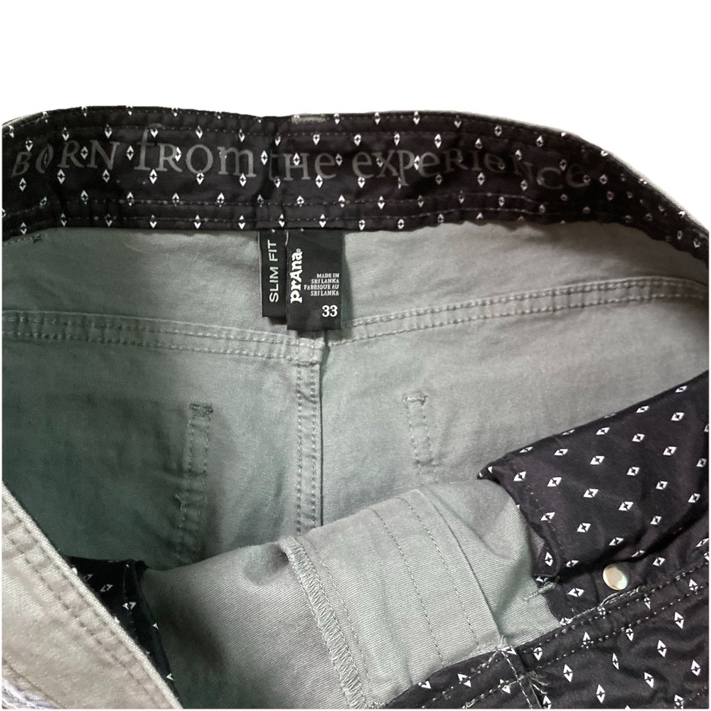 PrAna Pants Mens 33 Gray Slim Fit Organic Cotton Stretch Chino Casual - Picture 3 of 13
